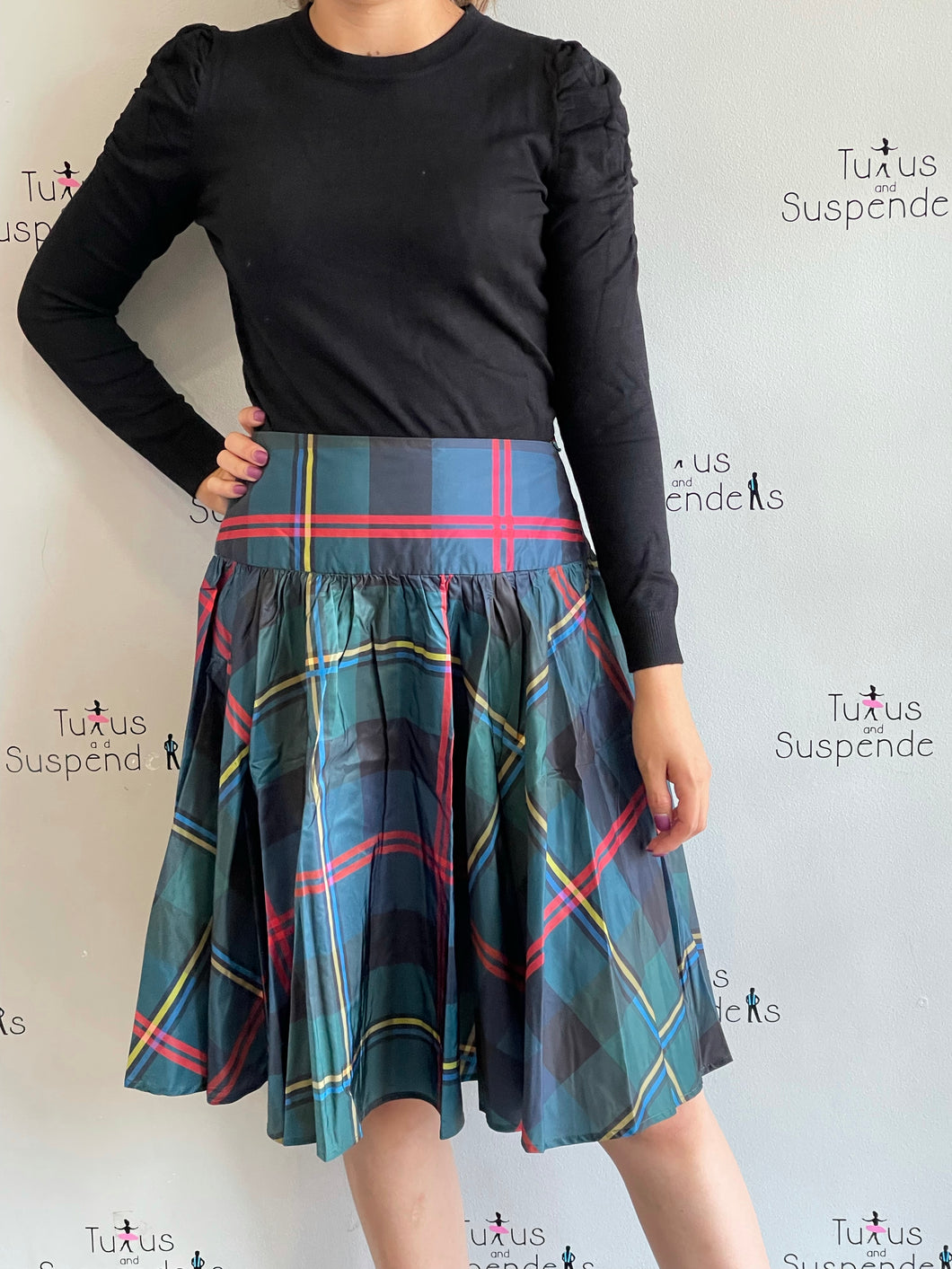 Plaid Tafetta Skirt SNK3506A