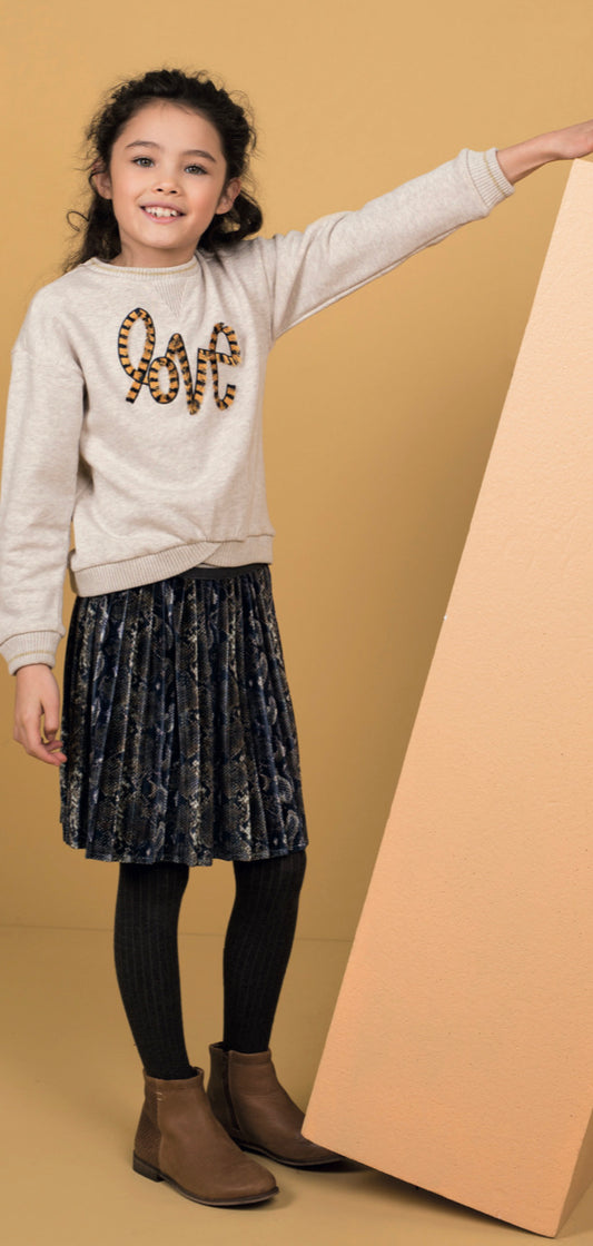 Velvety Print Plisse Skirt 5780