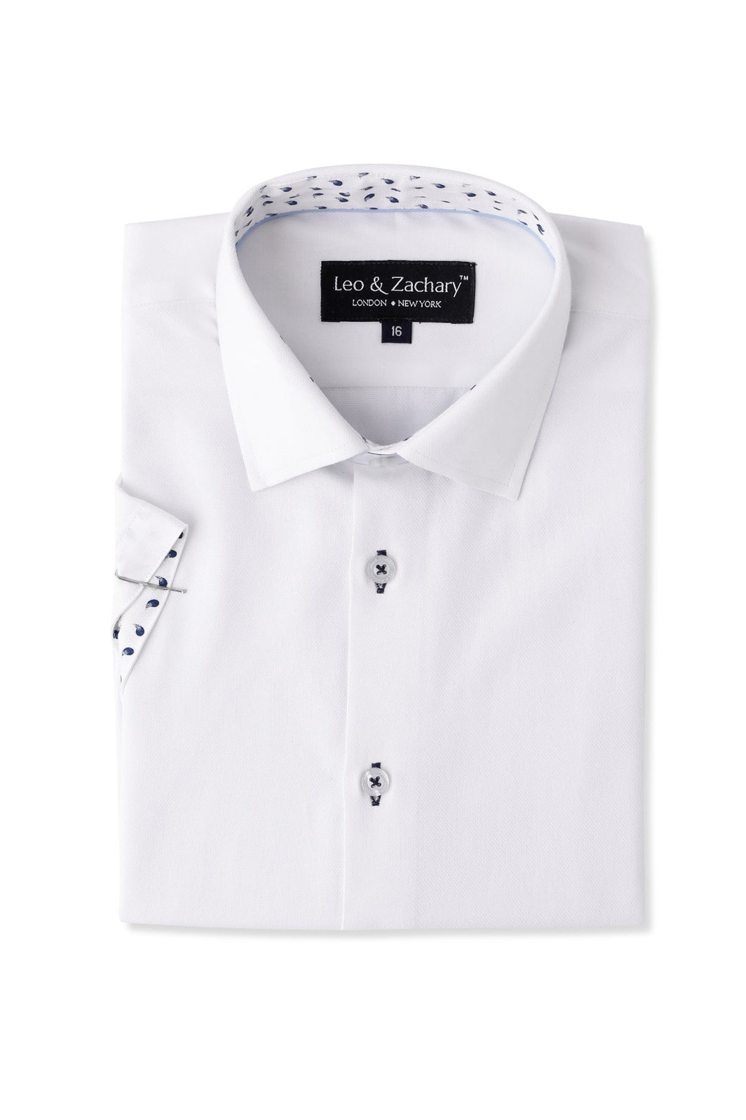 Short sleeve dress shirt 5875 white with navy
