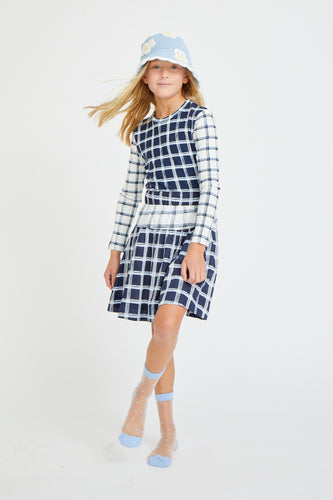 Navy Checkered Skirt 1179